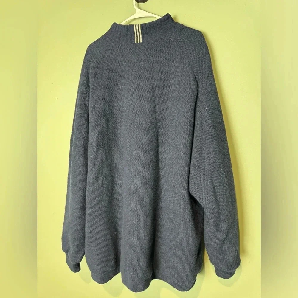 Adidas Mens Wool Quarter Zip Pullover Lined Heavy Thick‎ Sweater XXLarge Navy